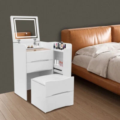 Vanity Desk Vanity Desk with Plip Top Mirror Compact Makeup Vanity w/3 Drawers - Image 1 of 4