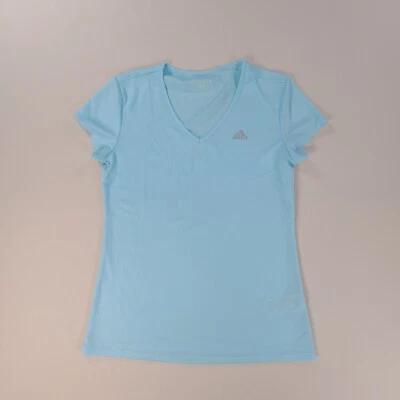 Adidas Shirt Womens Small Blue Climalite V Neck Training Workout Casual - Image 1 of 4