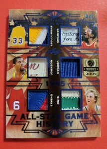 MICHAEL JORDAN LARRY BIRD MAGIC JOHNSON DR J KAREEM JERSEY LAUNDRY TAG CARD #2/7 - Picture 1 of 3