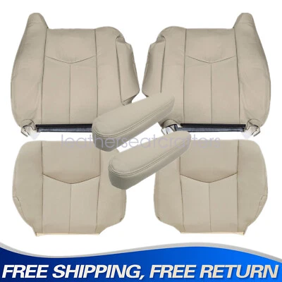 Fits 2003-2006 Cadillac Escalade Both Driver & Passenger Leather Seat Cover Tan - Image 1 of 4