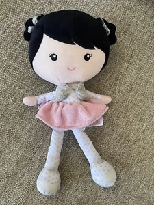 Baby Starter Plüsch weiche Puppe Säugling Mädchen erstes Spielzeug schwarze Haare Sicherheit liebevoll - Bild 1 von 6