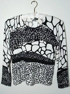 Langarmshirt Damen schwarz-weiß gemustert - Bild 1 von 2