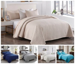 Colcha acolchada tamaño Queen King reversible suave 6 colores clásicos - Imagen 1 de 29