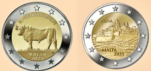 Malta 2 x 2 euros 2025 de rollo *Mdina + buey* VVK - Imagen 1 de 1