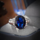 Elegant 925 Silver Ring Oval Yellow Blue Zircon Stone Ring Women Wedding Jewelry