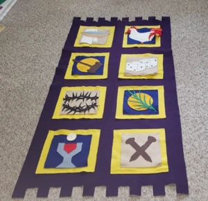 BANDERA COLGANTE PARLAMENTO IGLESIA PÚRPURA HECHA A MANO 68" X 34" PRECIOSO SIMBOLISMO - Imagen 1 de 6