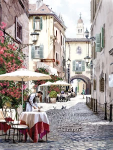 Richard Macneil - Cobbled Street - Canvas Print Wall Art - 2 sizes Available - Picture 1 of 1