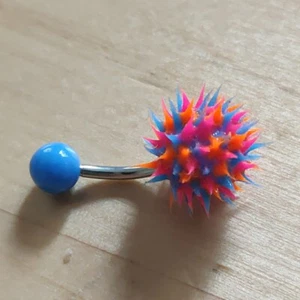 Silicone Spiky Bendy Belly Piercing Bar Barbell Tongue Nose Grunge Punk Cyberdog - Picture 1 of 2