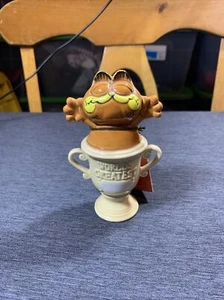Targhetta originale vintage 1978 Enesco ceramica Garfield più grande trofeo del mondo - Foto 1 di 4