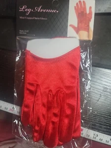 Rote Satin Cropped Erwachsene Handschuhe-Kostüm, Halloween, Cosplay, Goth, Abschlussball - Bild 1 von 1