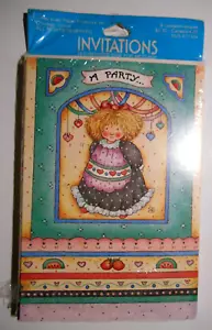 Vintage LISA BLOWERS "A PARTY" Girl Invitations Cards 8CT Recycled Paper - Picture 1 of 2