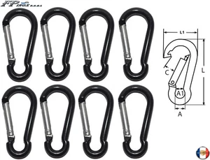 Mousqueton Aluminium Noir 60mm ( Lot de 8 ) - Imagen 1 de 2