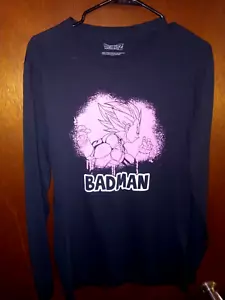 VEGETA DBZ DRAGON BALL Z BADMAN BLACK/ PINK LONGSLEEVE TEE SIZE SMALL NEW UNISEX - Picture 1 of 3