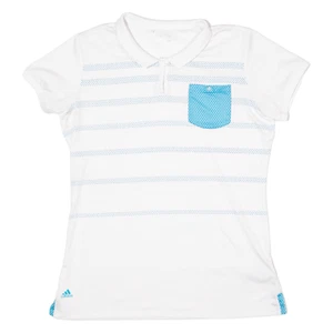 Adidas Damen Poloshirt weiß gestreift L - Bild 1 von 6