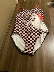 Art Class Sale Pink Black White pixel Unicorn Swim Suit One Piece Xl 14 16 - Picture 1 of 3