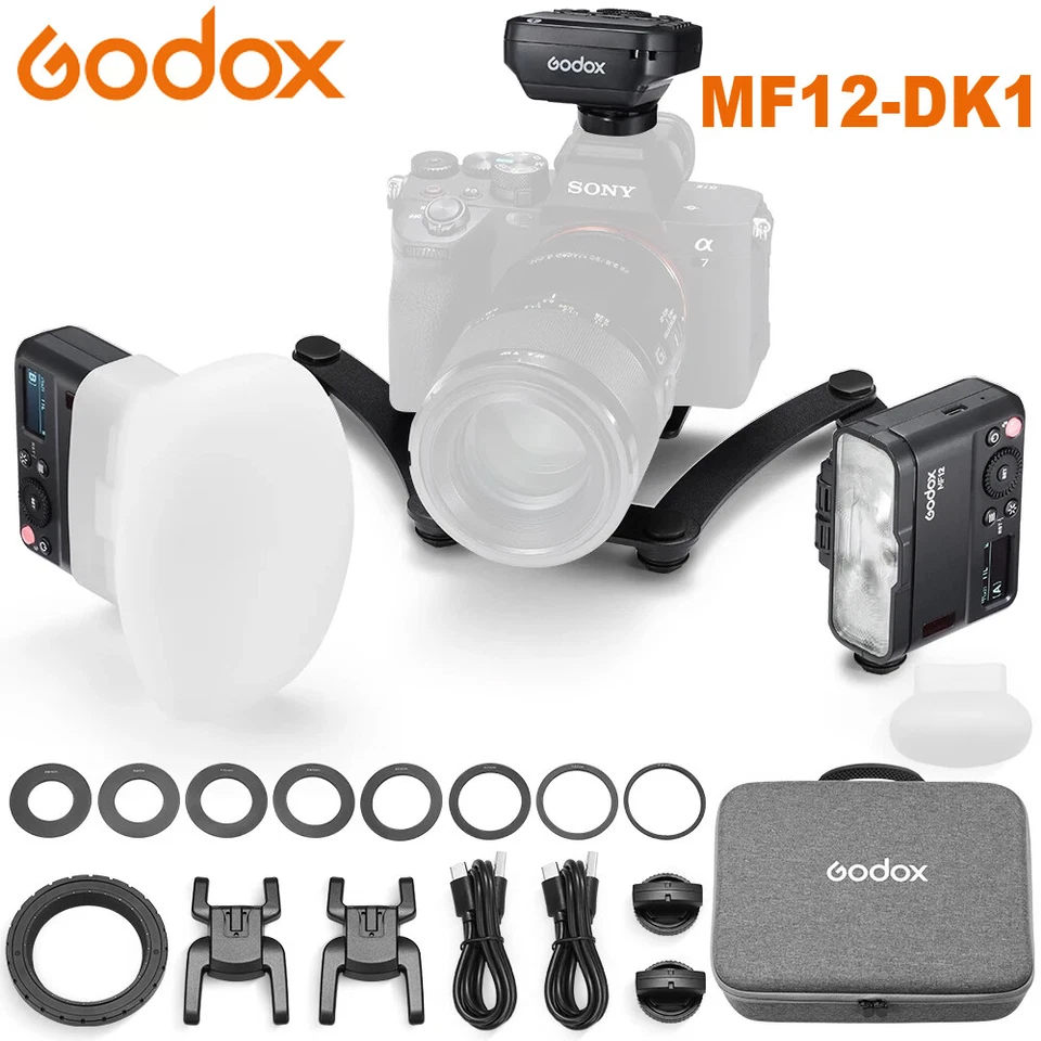 Godox MF12-DK1 Dental TTL/M Macro Ring Dual Head Flash Light Speedlite for Sony - Image 1 of 4