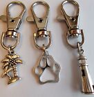 key ring purse charm palm trees,paw print,lighthouse includes ring and swivel cl