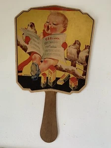 666 Cuarteto Antiguo Publicidad Abanico Hazaña Bebé y Pájaros Canto Cura Todo Ungüento - Imagen 1 de 7