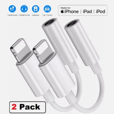 2PCS iPhone to 3.5mm Adapter Headphone Jack Aux For iPhone 14 13 12 11 Pro X 8 7 - Image 1 of 4