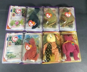 McDonalds LOT Of 6 TY Teenie Beanie Bronty Steg(2) Rex Spangle Millennium *READ* - Picture 1 of 7