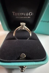 【Pre-owned】Tiffany & Co.  Diamond Ring Pt950 Round .19ct  US size 3.5 - 4  - Picture 1 of 22