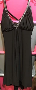 Niki Livas Womens Black Sleeveless Knee Length Dress Size 4 Rhinestone Straps - Picture 1 of 8