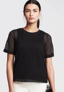 Banana Republic Mesh Top Overlay Lined Shirt Black Women's Size M - Picture 1 of 12
