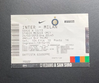 BIGLIETTO SERIE A INTER - MILAN 24 02 2013 - Immagine 1 di 2
