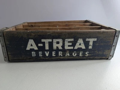 De colección A-TREAT Madera Soda Caja Refinadora Bebidas Allentown Penna 12 Portabotellas Foto 1 de 4