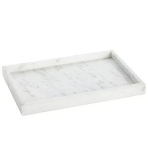 White Marble Vanity Tray for Jewelry, Candles, Perfume (11.75 x 7.75 In) - Picture 1 of 10