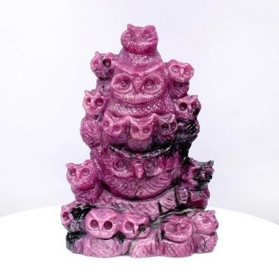 💎 302.55ct Owl Totem Carving Natural Purplish Red Ruby - Unheated, Tanzania Gem - Image 1 of 4