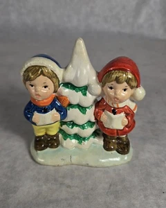 Vintage Weihnachtslieder Junge Mädchen Kinder Urlaub Figur 4" Sri Lanka - Bild 1 von 9