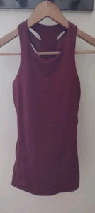 Lululemon Body Con Tank Top Size 4 Deep Rouge Red Dotted Mesh Back Yoga Spin - Picture 1 of 8