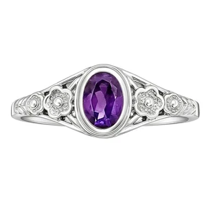 Natural Amethyst - Brazil 925 Sterling Silver Ring s.6 Jewelry R-1292 - Picture 1 of 5