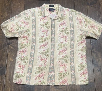Daniel Cremieux Hawaiian Camp Shirt Mens XL Paisley Linen Blend Italian Fabric - Image 1 of 4
