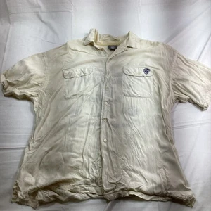 Vtg Warner Bros Mens Bowling League Spell Out Button Up Shirt Ivory XL - Picture 1 of 9
