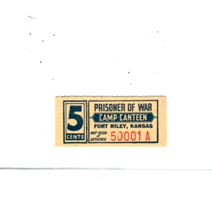 5 CENT ( PRISONER OF WAR ) "FORT RILEY" (KANSAS) RARE!! (FORT RILEY)!!! RARE!! - Picture 1 of 2