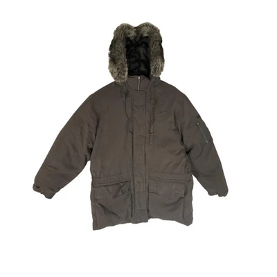 Chaqueta Lauren Ralph Lauren Mujer Pequeña Marrón Plumón Parka Imitación Piel Capucha Invierno Foto 1 de 4