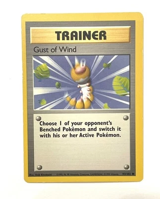 Gust Of Wind 93/102 Base Set Pokemon Trainer Card - MP Miscut Off Center Error - Image 1 of 4