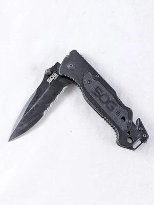 Cuchillo de bolsillo SOG Escape combo de bloqueo hoja de borde rompedor de vidrio y hoja de repuesto Foto 1 de 4