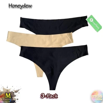 NWT 3-Pack Honeydew Women's M Skinz Thong Panty Underwear 540243P Black - Image 1 of 4