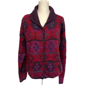 Planet Erde Strickjacke mit Knöpfen Hand Made In Bolivia 100% Lama Größe Medium - Bild 1 von 14