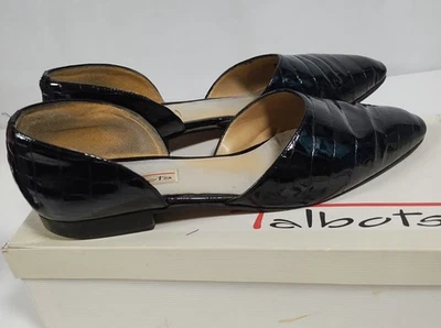 Zapatos planos TALBOTS charol negro sin usar, en caja de cocodrilo, talla 10 M de EE. UU. Foto 1 de 4