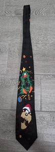Vintage 1996 Looney Tunes Mania Weihnachtskrawatte Tasmanischer Teufel/Daffy Ente - Bild 1 von 4