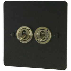 G&H FG382-AB Flat Plate Graphite 2 Gang 2 Way Toggle Light Switch - Picture 1 of 1