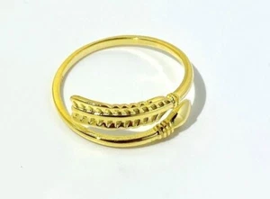 18k Gold Plated Sterling Silver Adjustable Shank Arrow Sagittarius Ring 6.5-11 - Picture 1 of 5