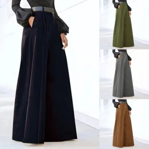 Women High Waist Wide Leg Palazzo Pants OL Office Work Long Trousers Flare Pants - Picture 1 of 14