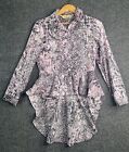 Composition Pink Black Snake Print Long Sleeve Collard Tail Blouse L 38” Chest