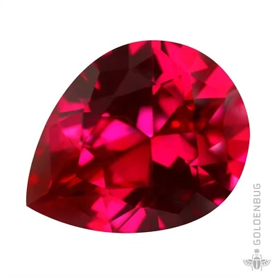 Ruby Pear Cut Genuine Loose Gemstone Lovely Faceted Red Corundum Synthetic Stone - Image 1 of 4