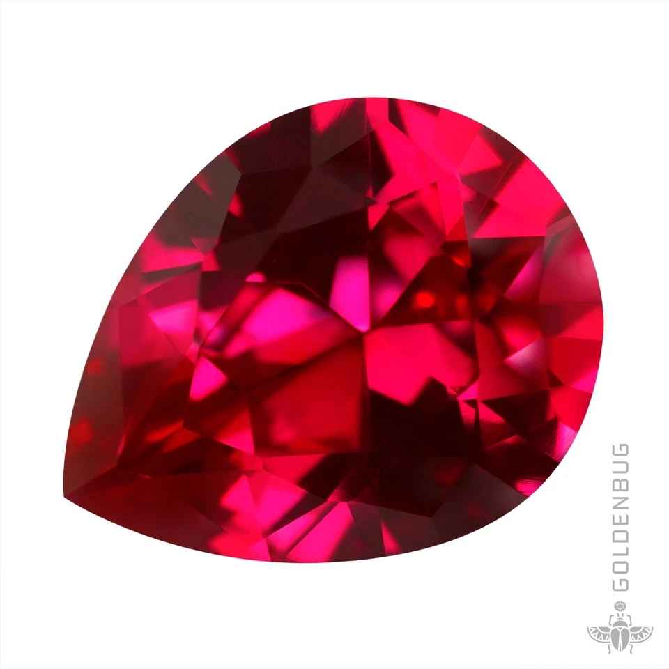 Ruby Pear Cut Genuine Loose Gemstone Lovely Faceted Red Corundum Synthetic Stone - Image 1 of 4